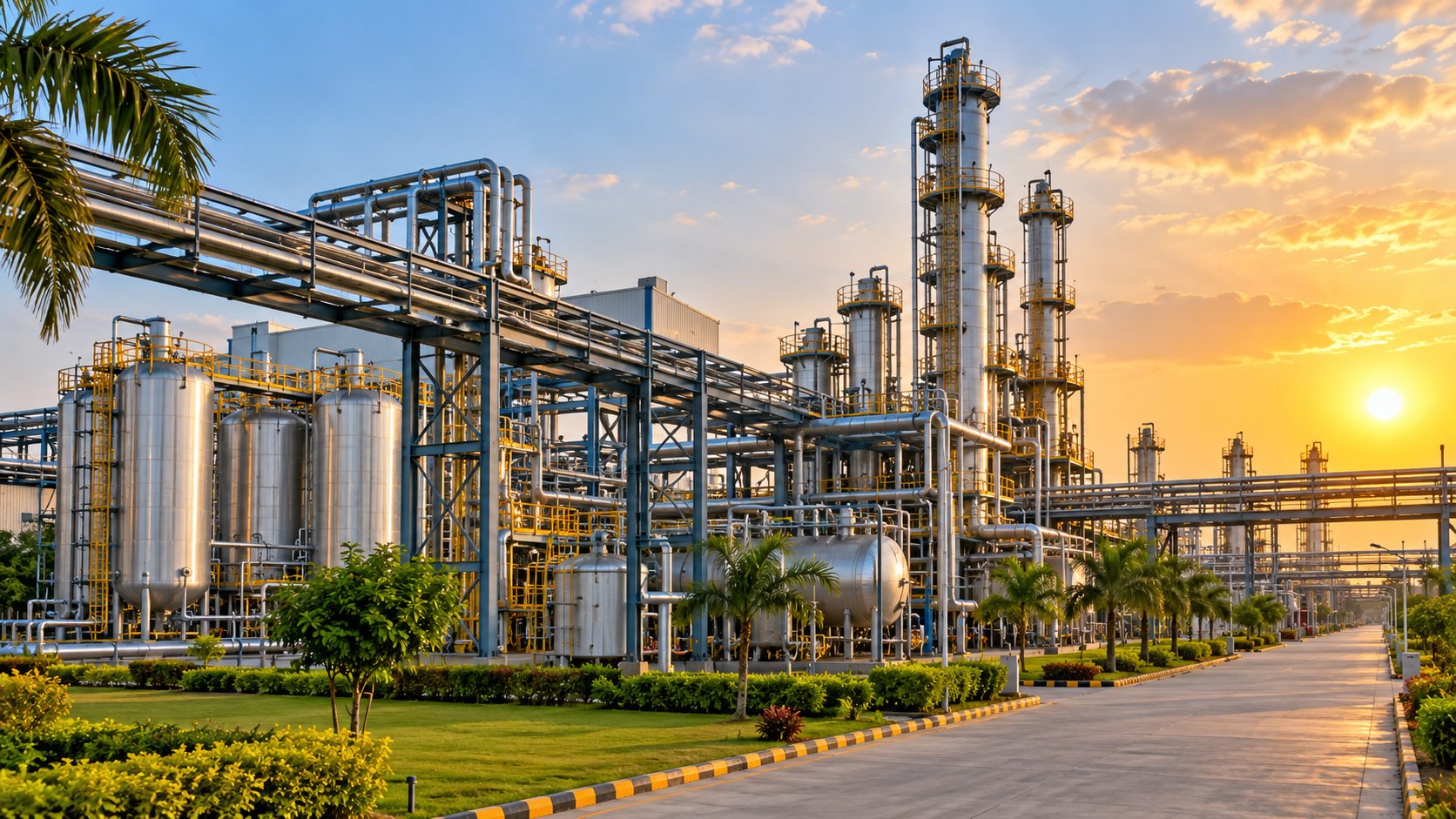 Colorful specialty chemical process plant